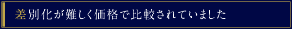 差別化が難しく価格で比較されていました